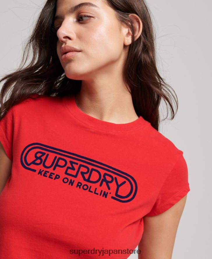 ヴィンテージロールウィズイットTシャツ 女性 Superdry 衣類 赤 2J62PZ2649