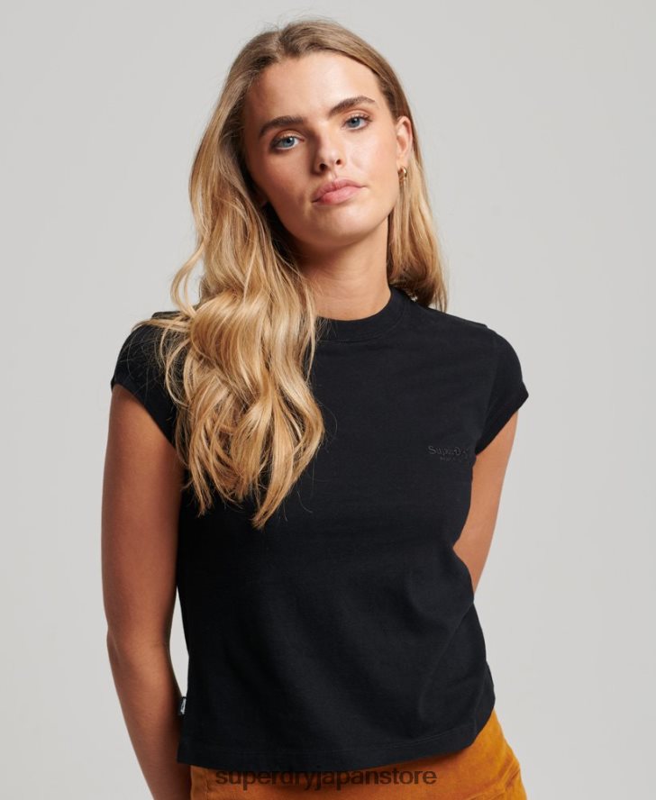 ヴィンテージロゴ キャップスリーブ Tシャツ 女性 Superdry 衣類 黒 2J62PZ2651