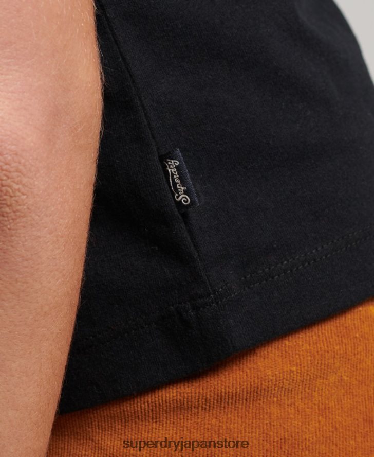 ヴィンテージロゴ キャップスリーブ Tシャツ 女性 Superdry 衣類 黒 2J62PZ2651