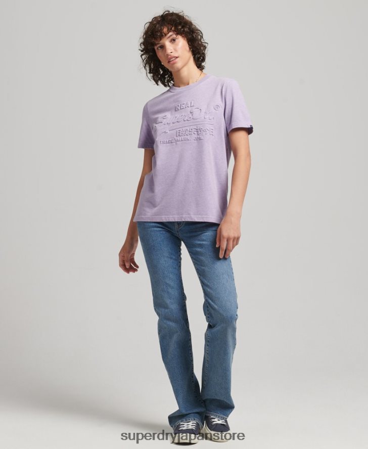 ヴィンテージロゴエンボスTシャツ 女性 Superdry 衣類 紫 2J62PZ2652