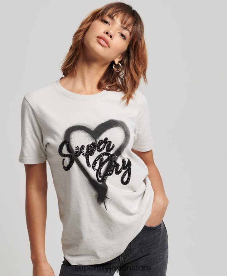 ヴィンテージ装飾Tシャツ 女性 Superdry 衣類 ライトグレー 2J62PZ2654