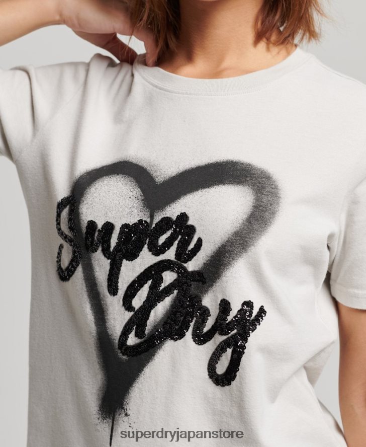 ヴィンテージ装飾Tシャツ 女性 Superdry 衣類 ライトグレー 2J62PZ2654