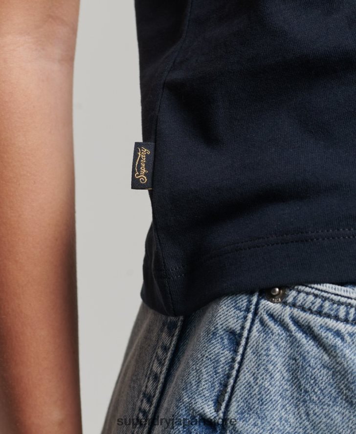ヴィンテージロゴ キャップスリーブ Tシャツ 女性 Superdry 衣類 海軍 2J62PZ2656