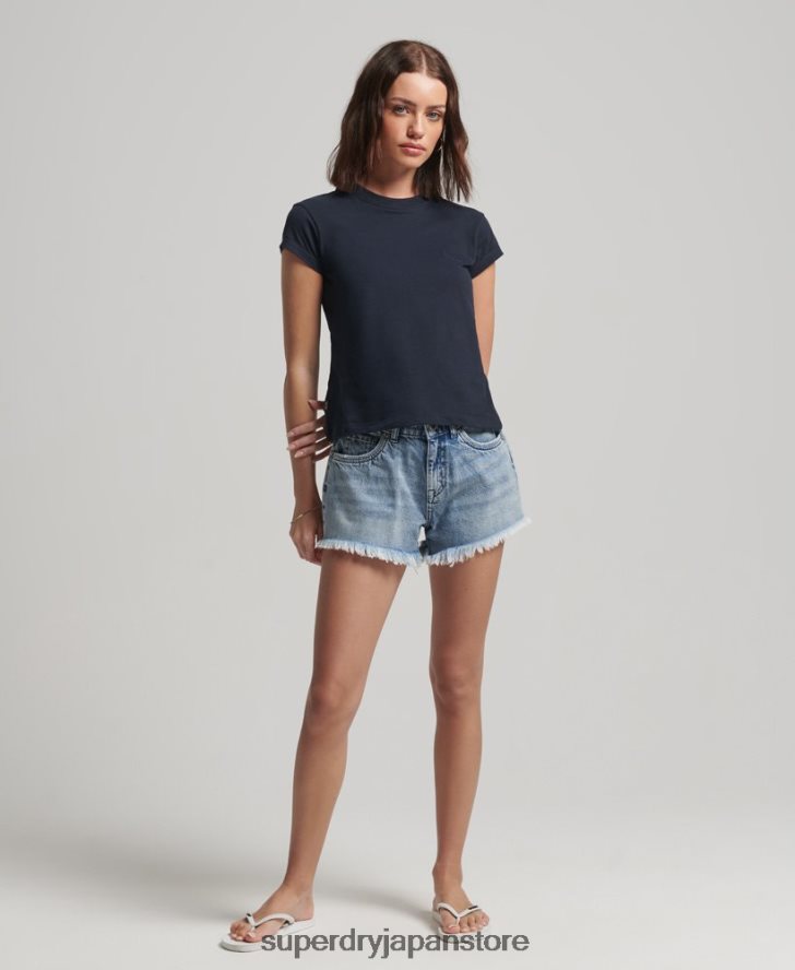 ヴィンテージロゴ キャップスリーブ Tシャツ 女性 Superdry 衣類 海軍 2J62PZ2656
