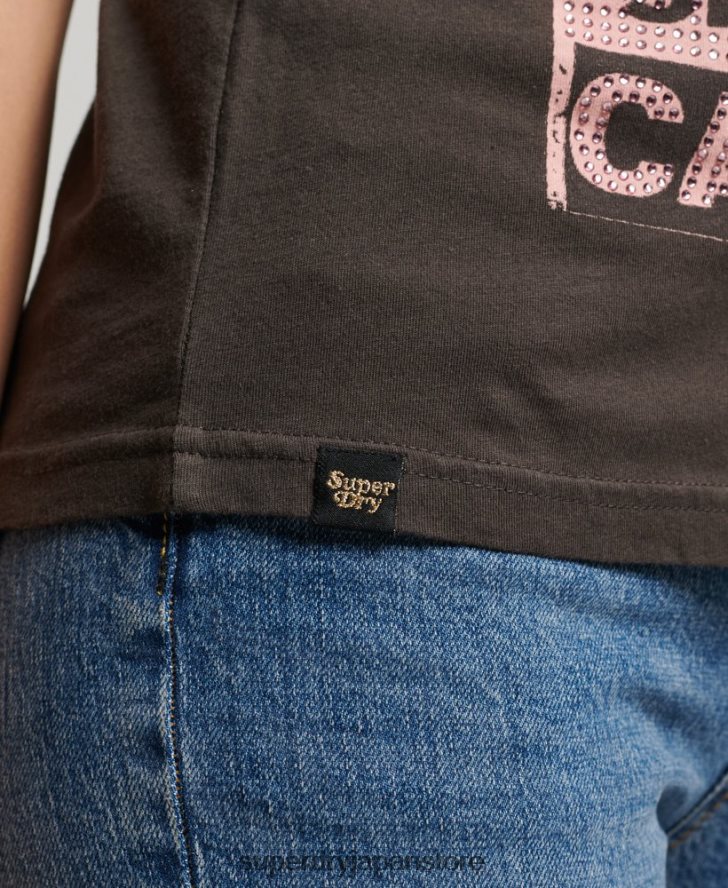 ローファイ ポスター T シャツ 女性 Superdry 衣類 濃い灰色 2J62PZ2658