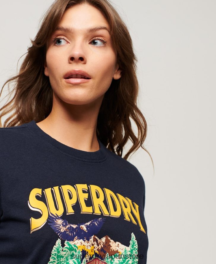 旅行お土産グラフィックTシャツ 女性 Superdry 衣類 海軍 2J62PZ2659