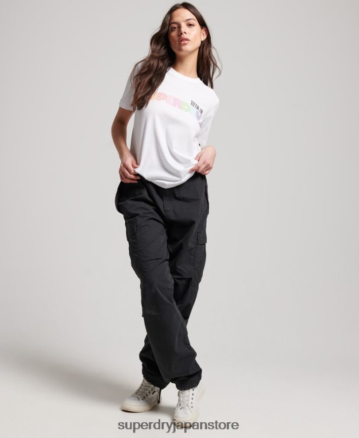 ヴィンテージレトロレインボーTシャツ 女性 Superdry 衣類 白 2J62PZ2662