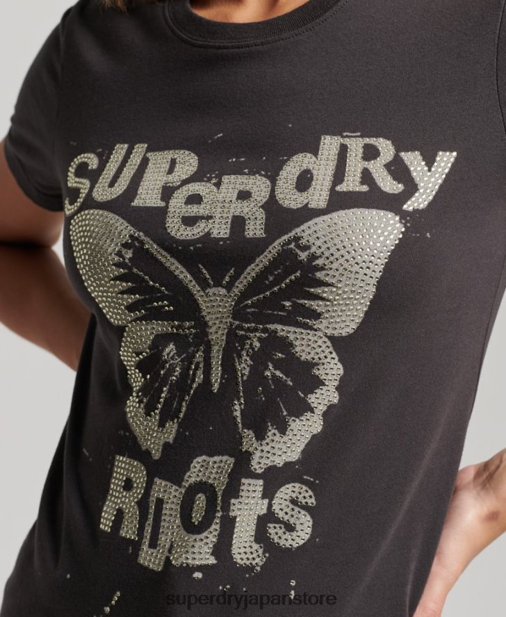 ローファイ ポスター T シャツ 女性 Superdry 衣類 濃い灰色 2J62PZ2665
