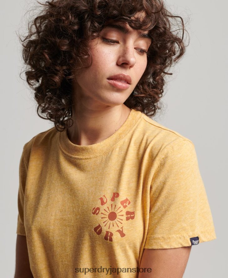 ヴィンテージノスタルジアTシャツ 女性 Superdry 衣類 黄色 2J62PZ2666