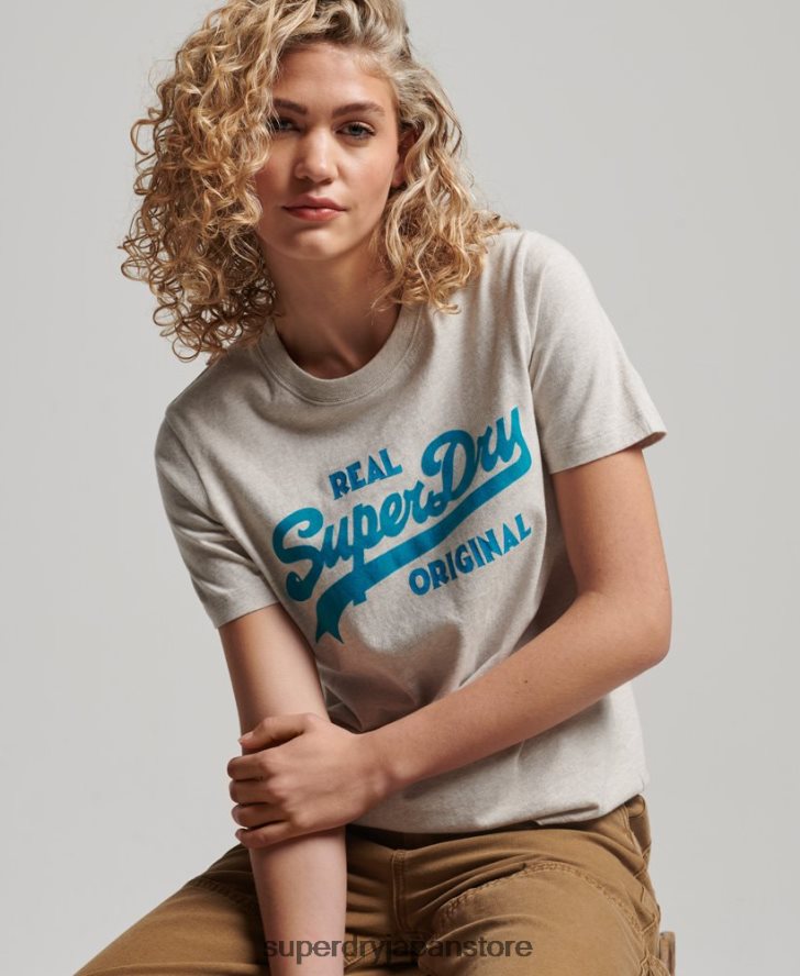 オーガニックコットン ヴィンテージロゴ スクリプトコル Tシャツ 女性 Superdry 衣類 ベージュ 2J62PZ2671