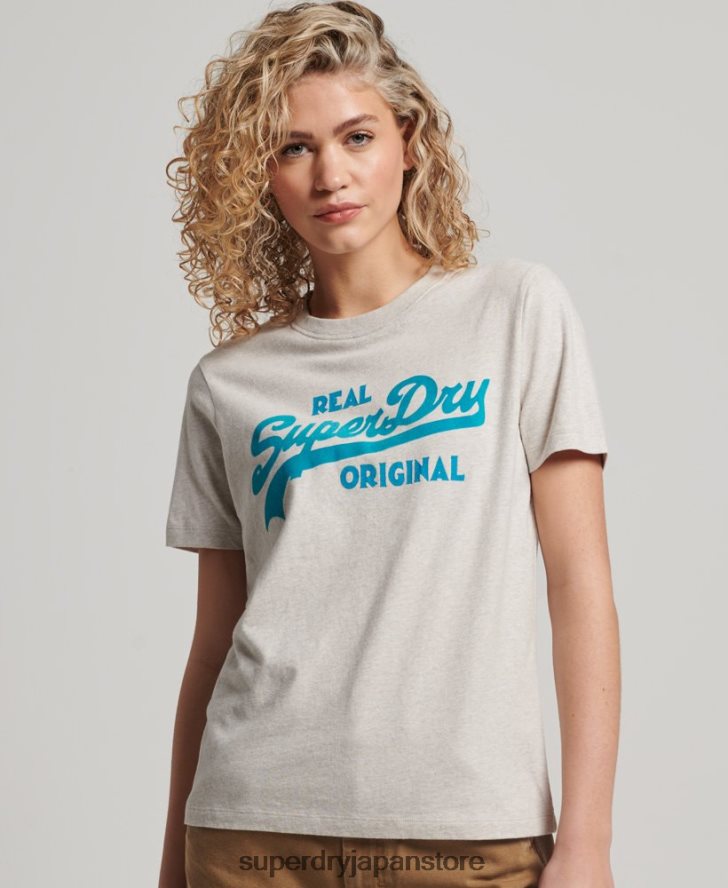 オーガニックコットン ヴィンテージロゴ スクリプトコル Tシャツ 女性 Superdry 衣類 ベージュ 2J62PZ2671