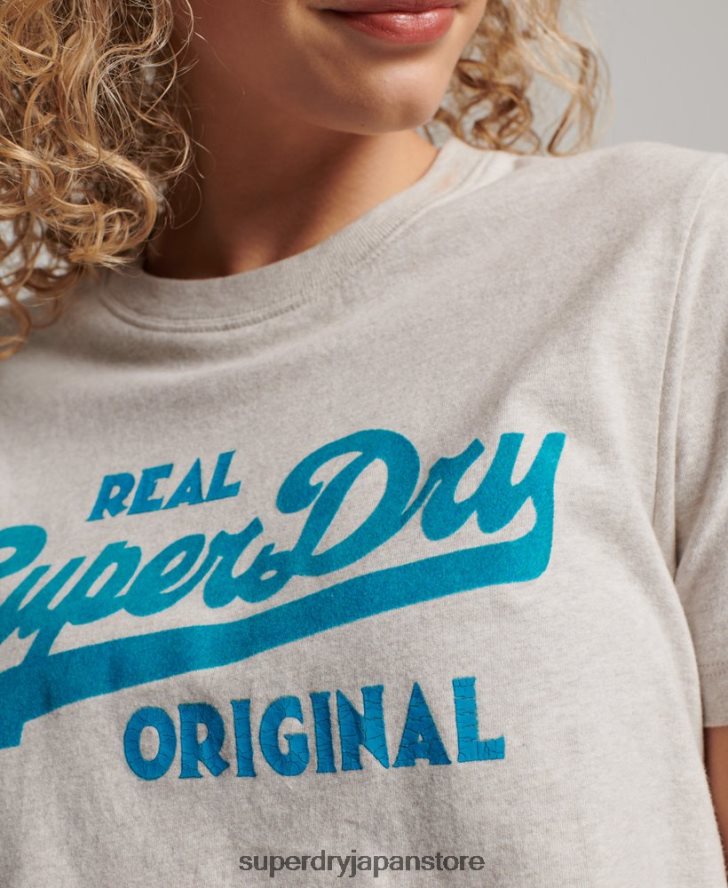 オーガニックコットン ヴィンテージロゴ スクリプトコル Tシャツ 女性 Superdry 衣類 ベージュ 2J62PZ2671