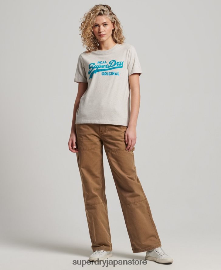 オーガニックコットン ヴィンテージロゴ スクリプトコル Tシャツ 女性 Superdry 衣類 ベージュ 2J62PZ2671