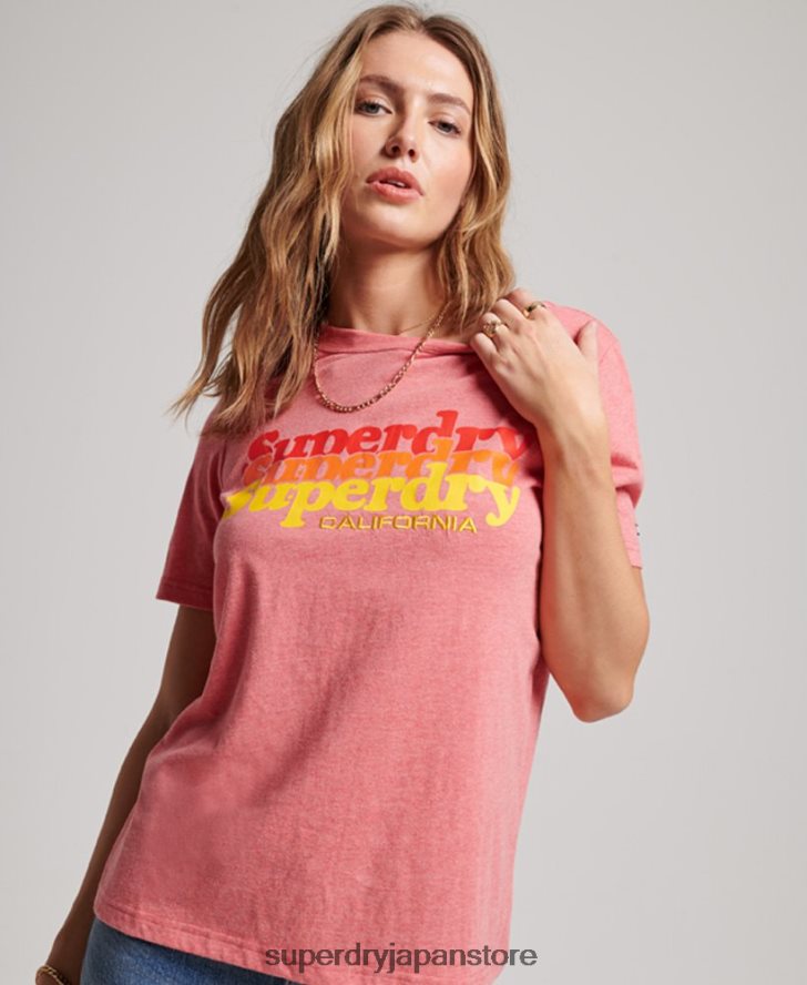 ヴィンテージ スクリプト インフィル T シャツ 女性 Superdry 衣類 赤 2J62PZ2672