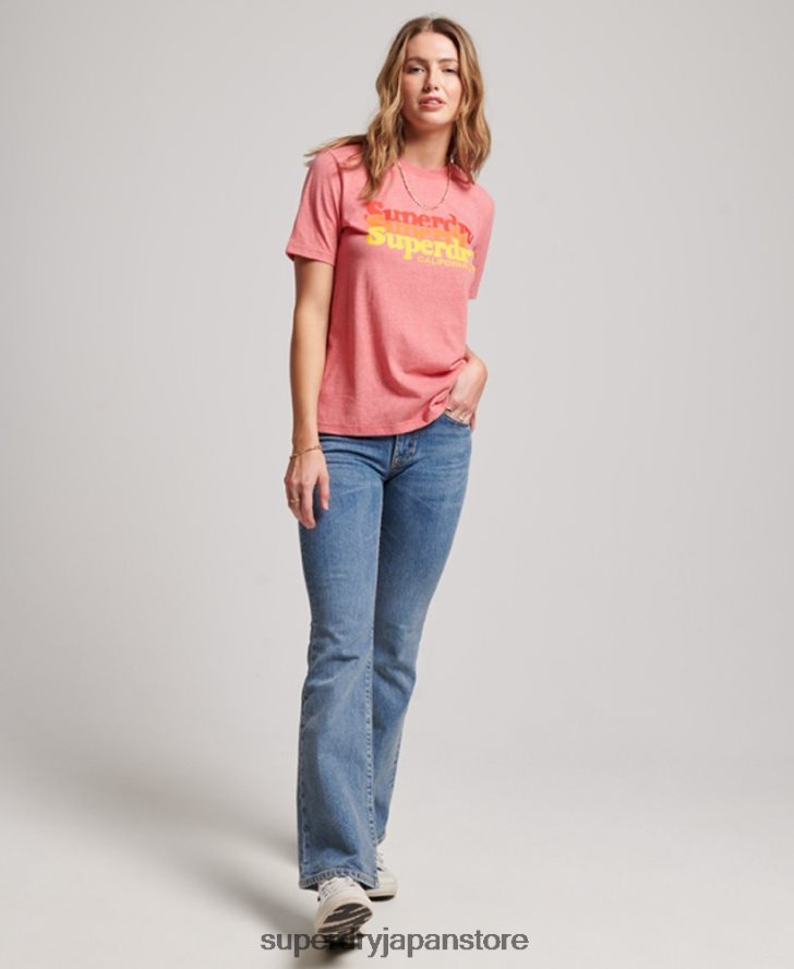 ヴィンテージ スクリプト インフィル T シャツ 女性 Superdry 衣類 赤 2J62PZ2672