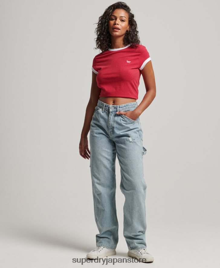 リンガーTシャツ 女性 Superdry 衣類 赤 2J62PZ2674