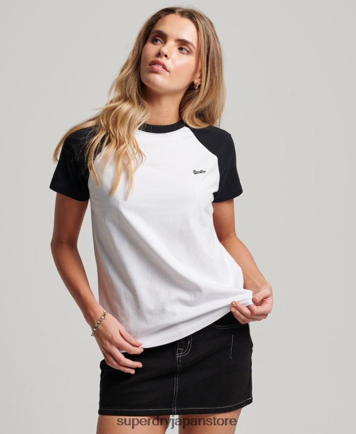 オーガニックコットン ヴィンテージ ベースボール T シャツ 女性 Superdry 衣類 黒 2J62PZ2676