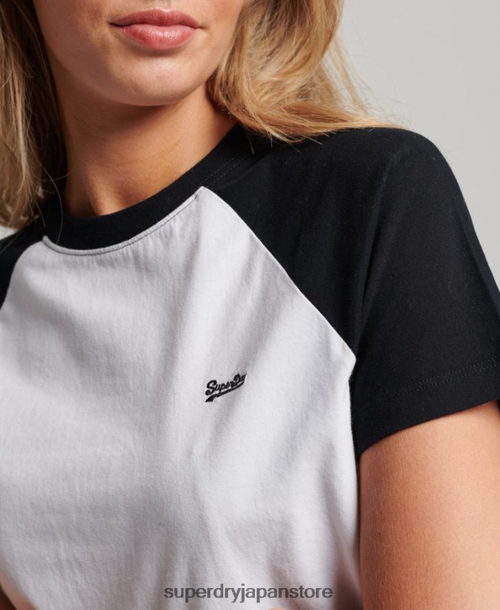 オーガニックコットン ヴィンテージ ベースボール T シャツ 女性 Superdry 衣類 黒 2J62PZ2676