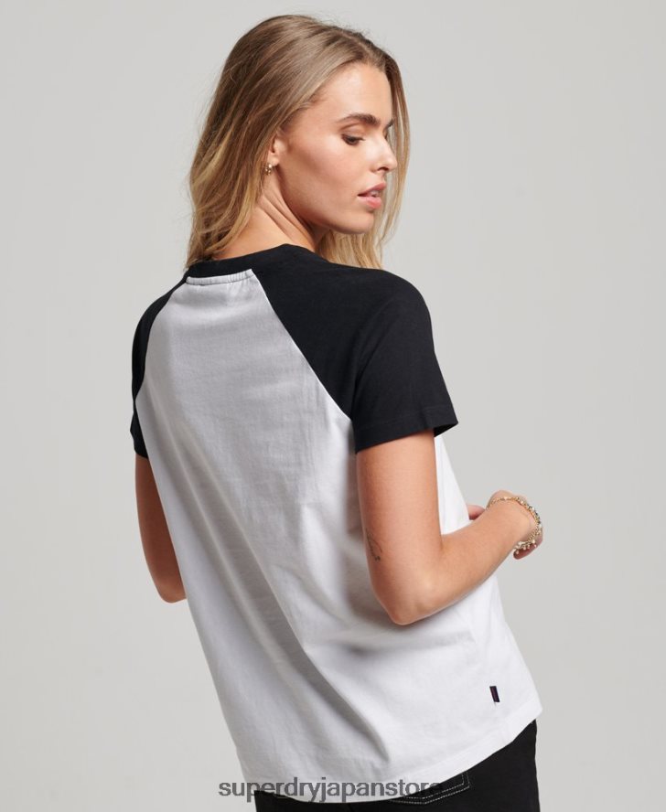 オーガニックコットン ヴィンテージ ベースボール T シャツ 女性 Superdry 衣類 黒 2J62PZ2676