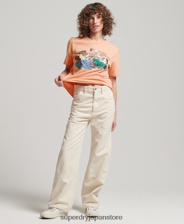 日本のヴィンテージロゴグラフィックTシャツ 女性 Superdry 衣類 オレンジ 2J62PZ2679