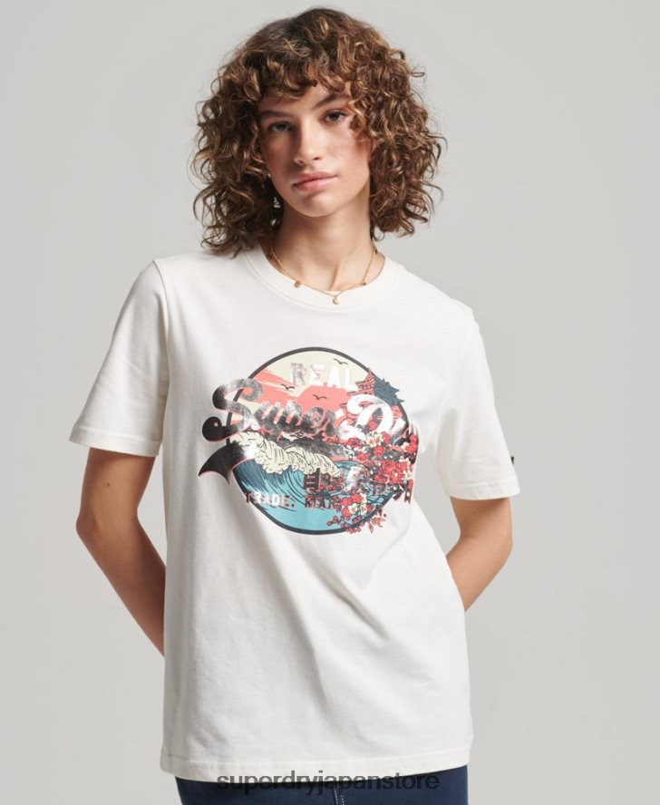 日本のヴィンテージロゴグラフィックTシャツ 女性 Superdry 衣類 白 2J62PZ2680
