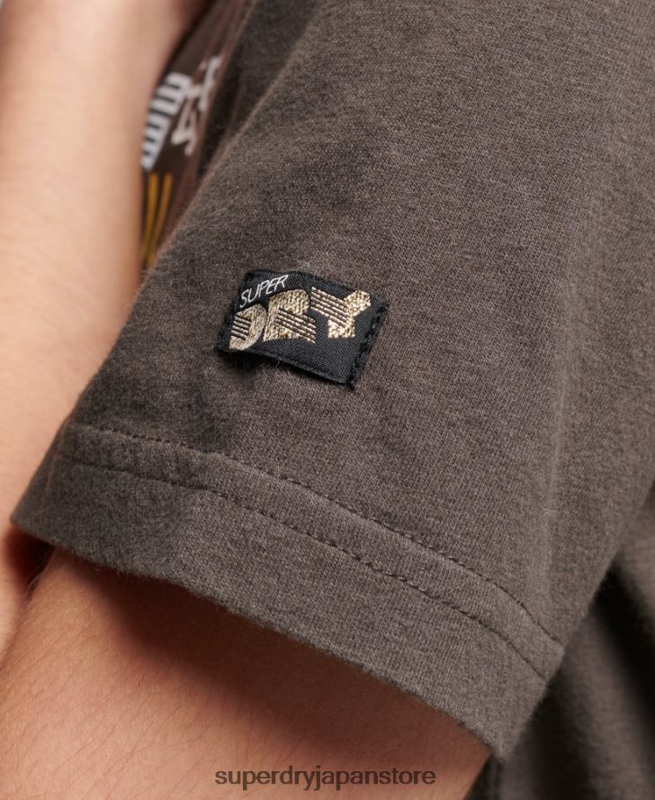 ヴィンテージレトロレインボーTシャツ 女性 Superdry 衣類 濃い灰色 2J62PZ2683