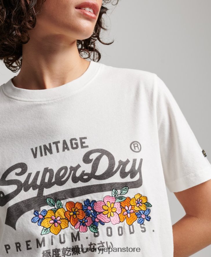 ヴィンテージロゴ プレミアムフローラル Tシャツ 女性 Superdry 衣類 クリーム 2J62PZ2684