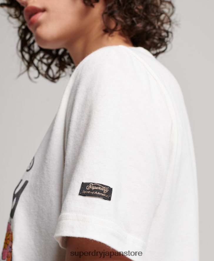 ヴィンテージロゴ プレミアムフローラル Tシャツ 女性 Superdry 衣類 クリーム 2J62PZ2684