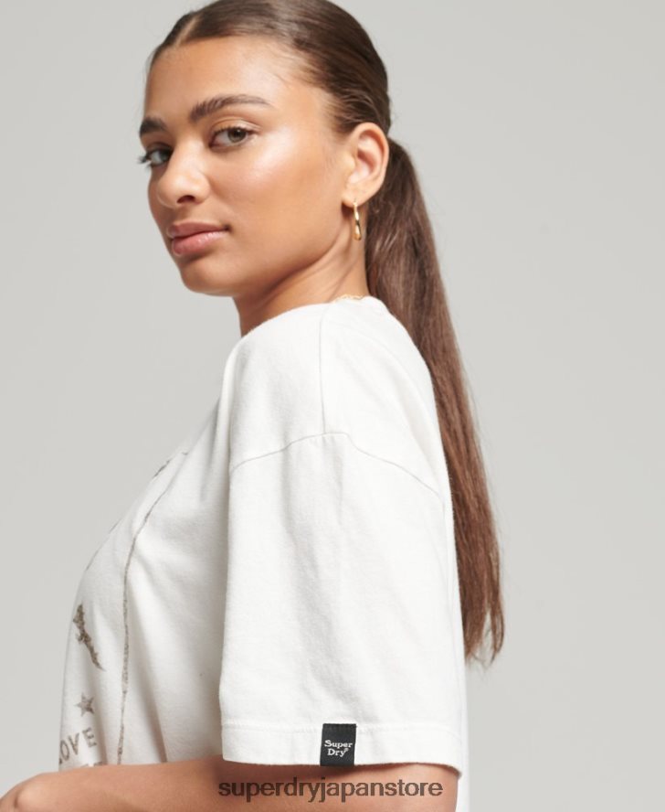 ヴィンテージ天体Tシャツ 女性 Superdry 衣類 白 2J62PZ2687