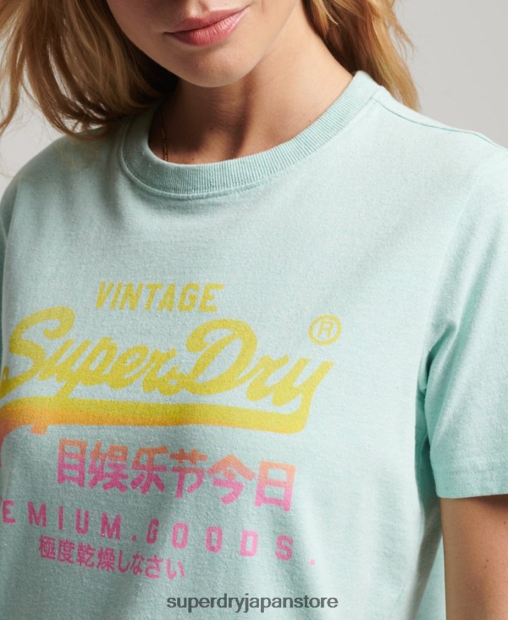 ヴィンテージロゴ プレミアム フェード T シャツ 女性 Superdry 衣類 青 2J62PZ2689