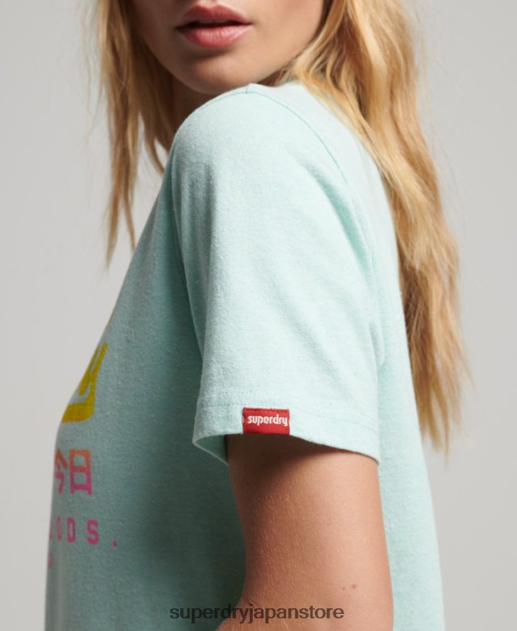 ヴィンテージロゴ プレミアム フェード T シャツ 女性 Superdry 衣類 青 2J62PZ2689
