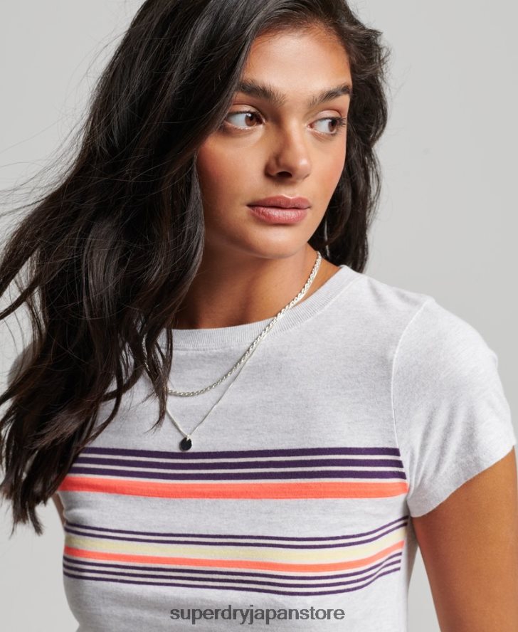 ヴィンテージストライプクロップTシャツ 女性 Superdry 衣類 グレー 2J62PZ2692