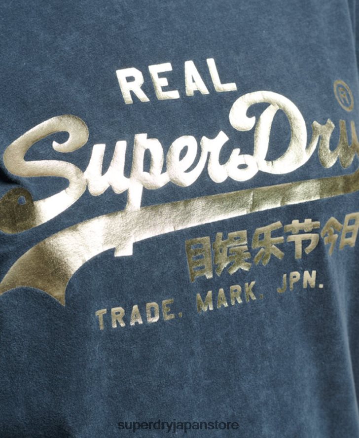 ヴィンテージロゴ装飾 Tシャツ 女性 Superdry 衣類 海軍 2J62PZ2695