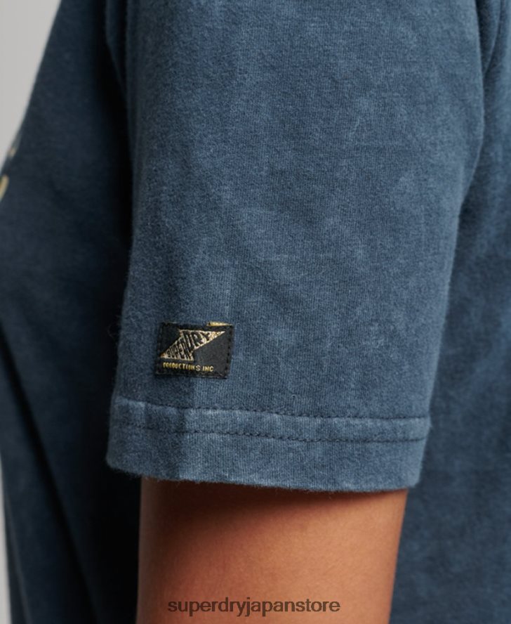ヴィンテージロゴ装飾 Tシャツ 女性 Superdry 衣類 海軍 2J62PZ2695