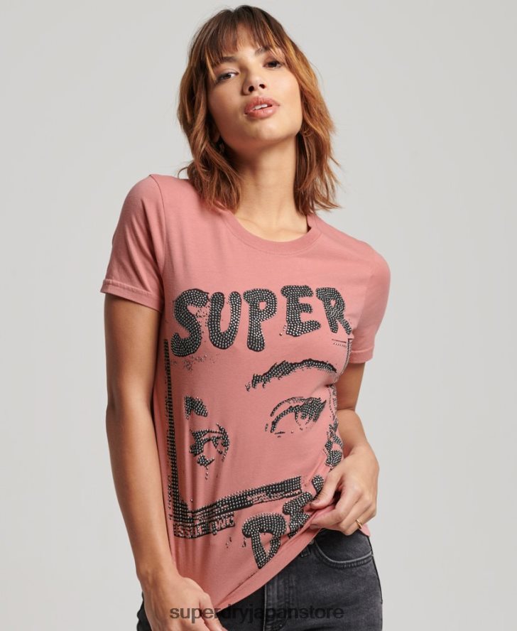 ローファイ ポスター T シャツ 女性 Superdry 衣類 ピンク 2J62PZ2698