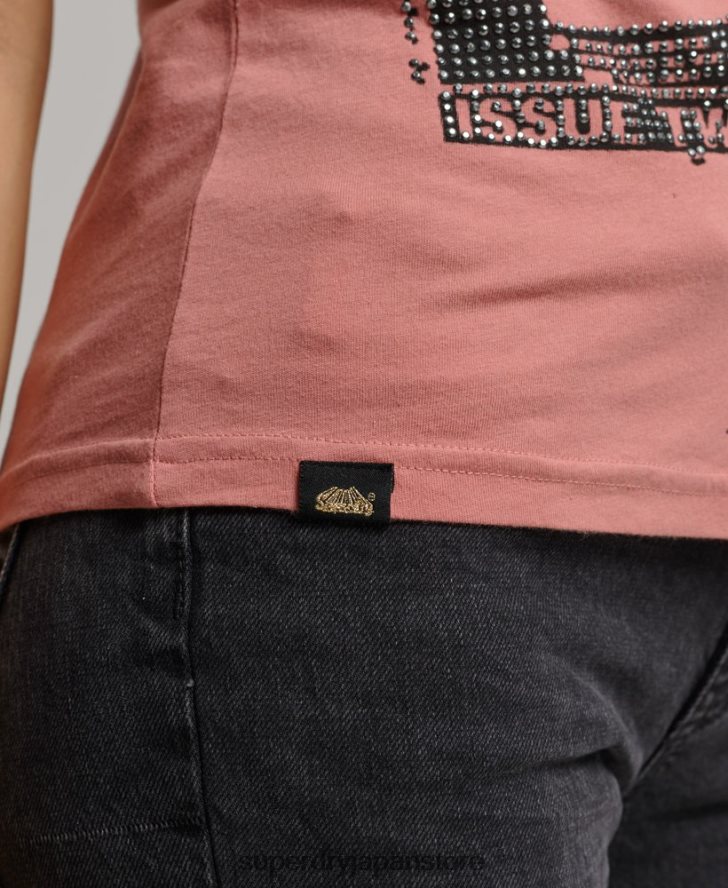 ローファイ ポスター T シャツ 女性 Superdry 衣類 ピンク 2J62PZ2698