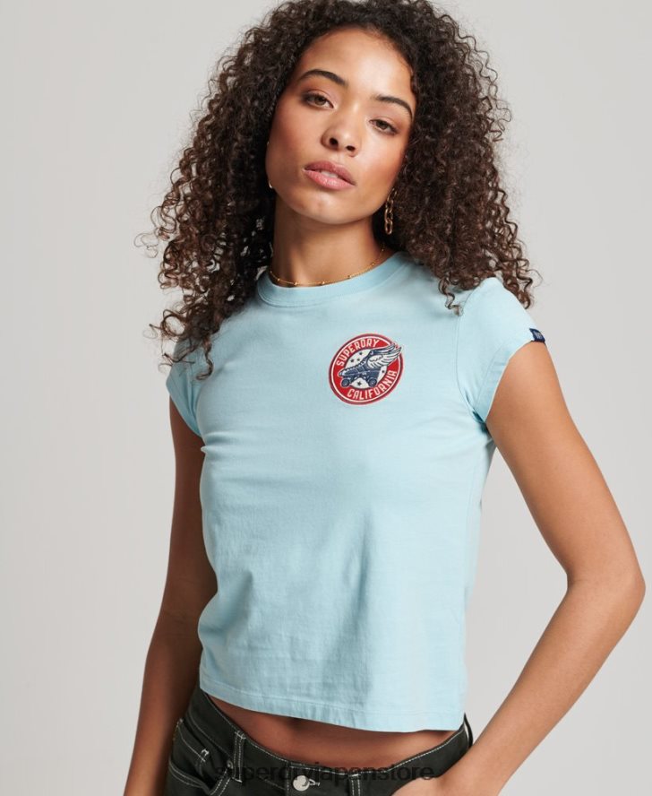 ヴィンテージロールウィズイットTシャツ 女性 Superdry 衣類 ライトブルー 2J62PZ2699
