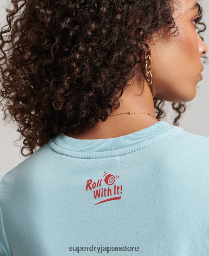 ヴィンテージロールウィズイットTシャツ 女性 Superdry 衣類 ライトブルー 2J62PZ2699
