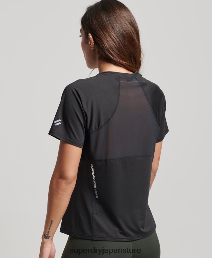 コアアクティブTシャツ 女性 Superdry 衣類 黒 2J62PZ2701