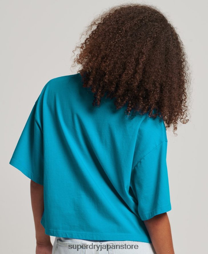 コードスタックボクシーTシャツ 女性 Superdry 衣類 青 2J62PZ2702