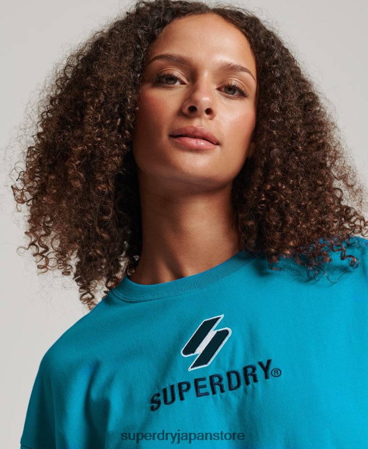 コードスタックボクシーTシャツ 女性 Superdry 衣類 青 2J62PZ2702