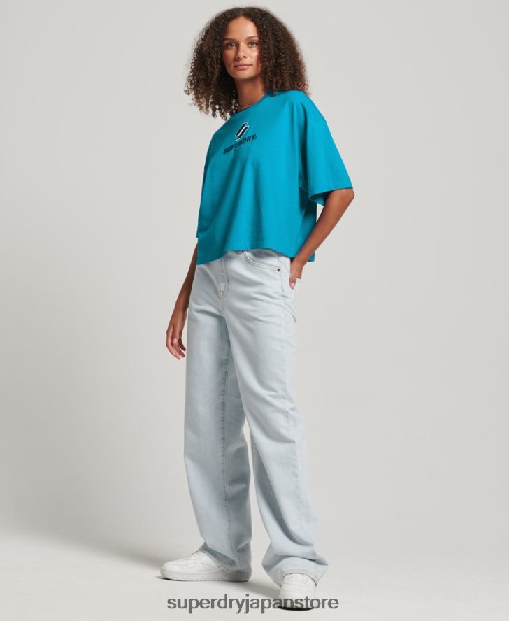 コードスタックボクシーTシャツ 女性 Superdry 衣類 青 2J62PZ2702