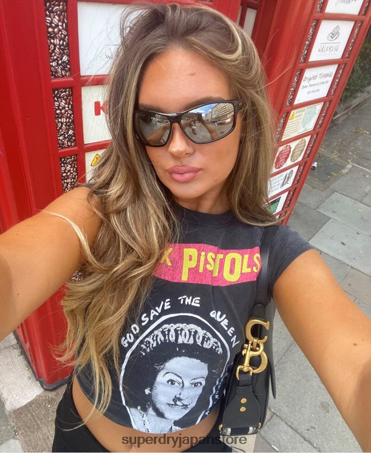 セックス ピストルズ 限定版 キャップ スリーブ T シャツ 女性 Superdry 衣類 黒 2J62PZ2703