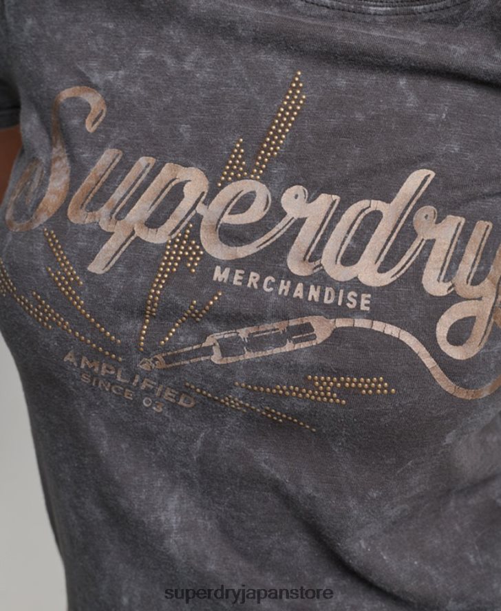 ヴィンテージマーチストアスキニーTシャツ 女性 Superdry 衣類 黒 2J62PZ2708