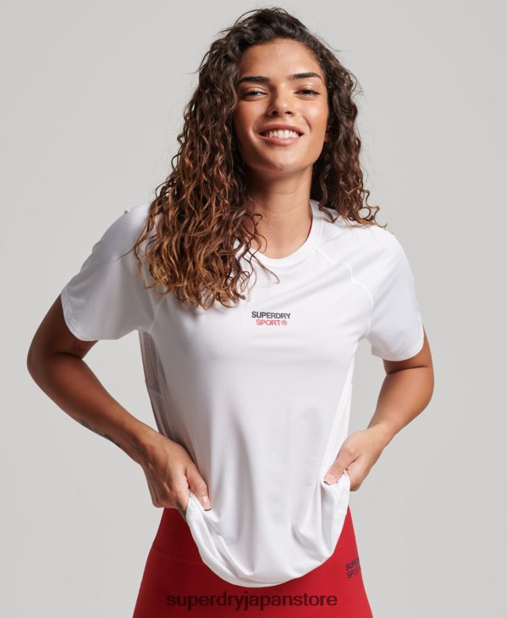 コアアクティブTシャツ 女性 Superdry 衣類 白 2J62PZ2709