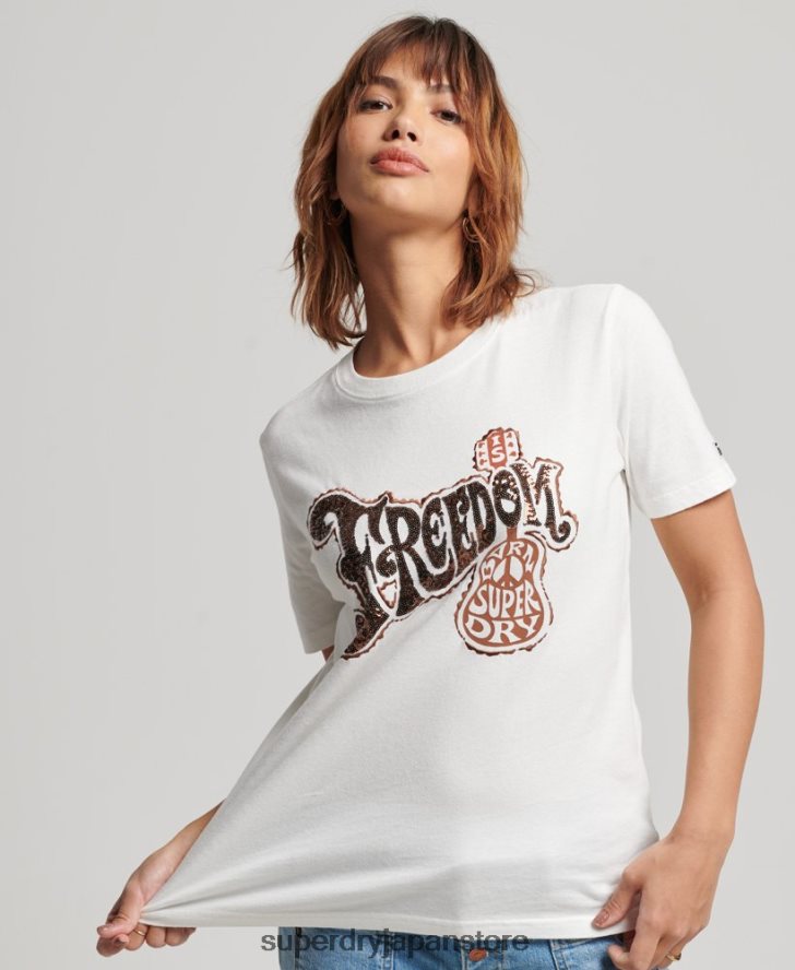 ヴィンテージ装飾Tシャツ 女性 Superdry 衣類 白 2J62PZ2711