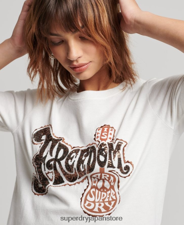 ヴィンテージ装飾Tシャツ 女性 Superdry 衣類 白 2J62PZ2711