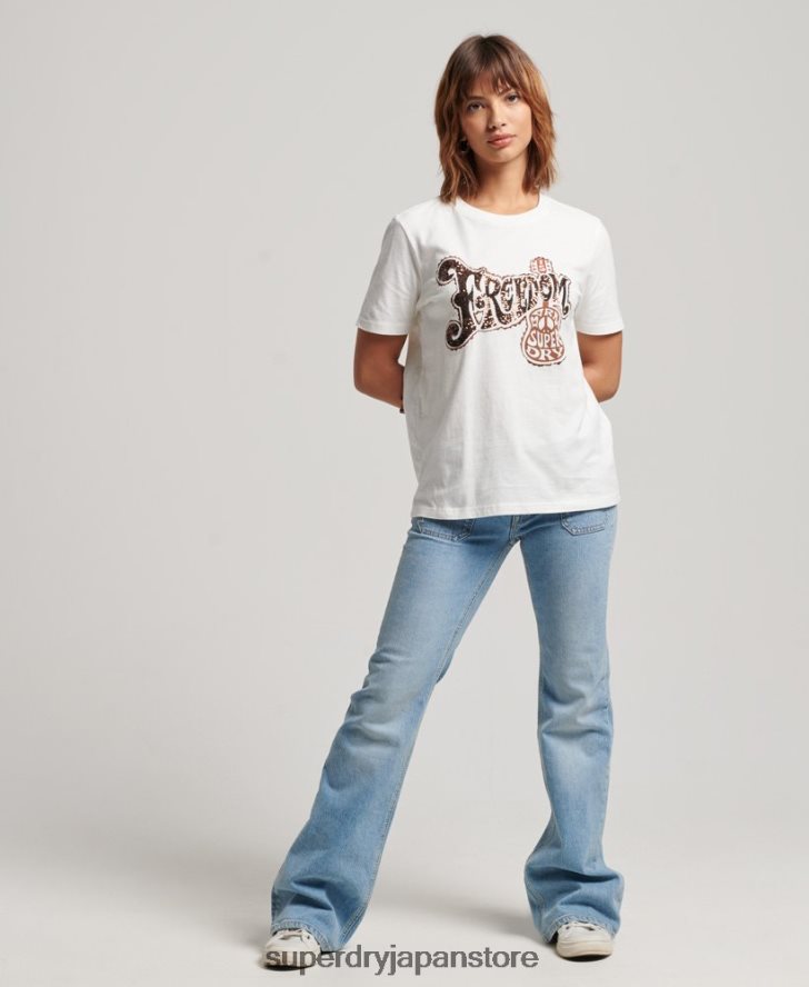 ヴィンテージ装飾Tシャツ 女性 Superdry 衣類 白 2J62PZ2711