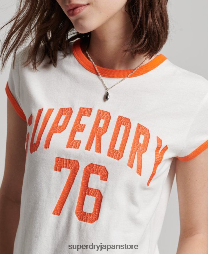 ヴィンテージ アスレチック リンガー T シャツ 女性 Superdry 衣類 白 2J62PZ2713