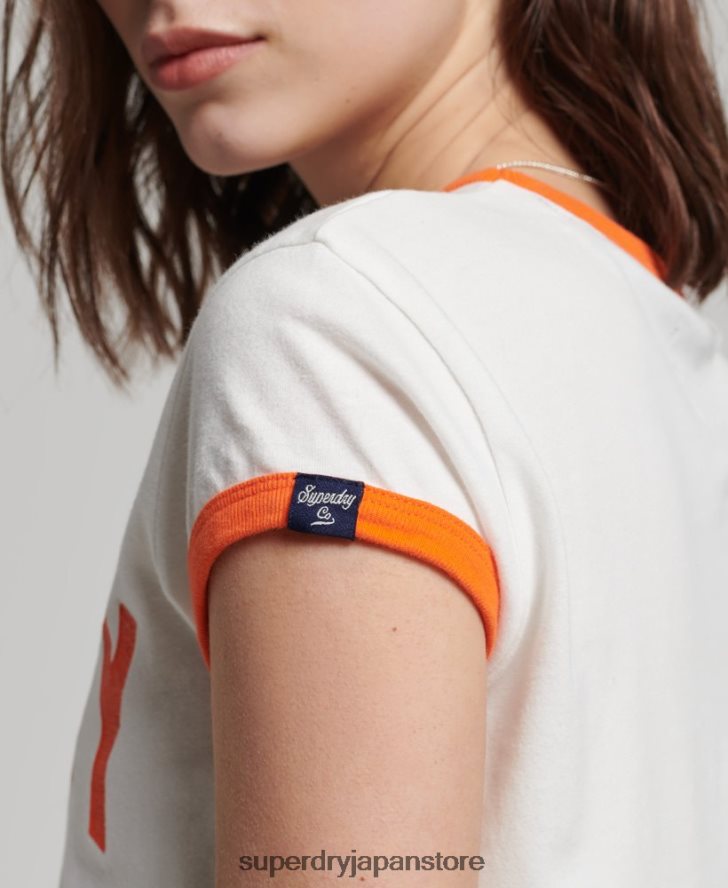 ヴィンテージ アスレチック リンガー T シャツ 女性 Superdry 衣類 白 2J62PZ2713